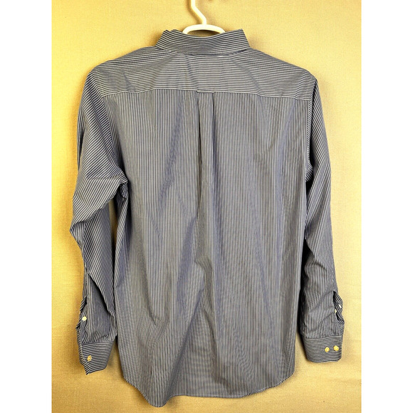 Nautica Button Down Shirt Men's Large Slim Fit Blue Stripe Cotton Preppy Work - Picture 5 of 8